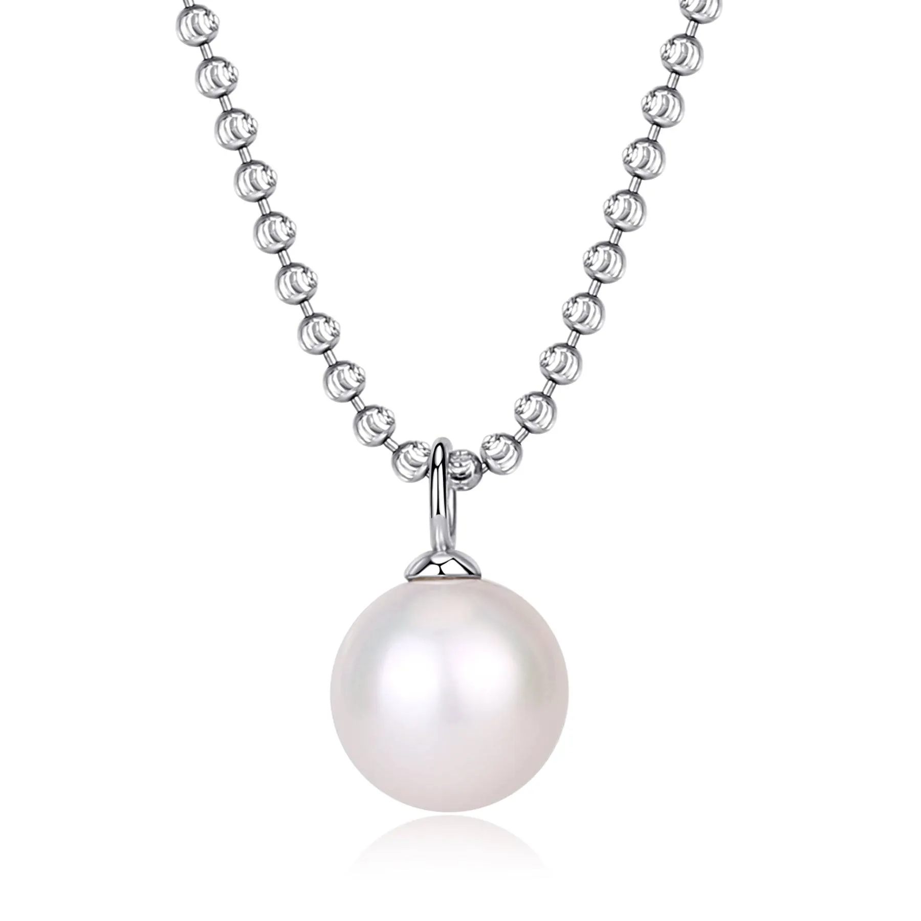 11-12mm Freshwater Pearl Cut Silver Chain Pendant Necklace