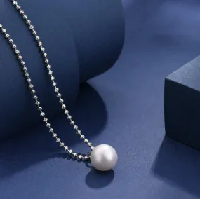 11-12mm Freshwater Pearl Cut Silver Chain Pendant Necklace