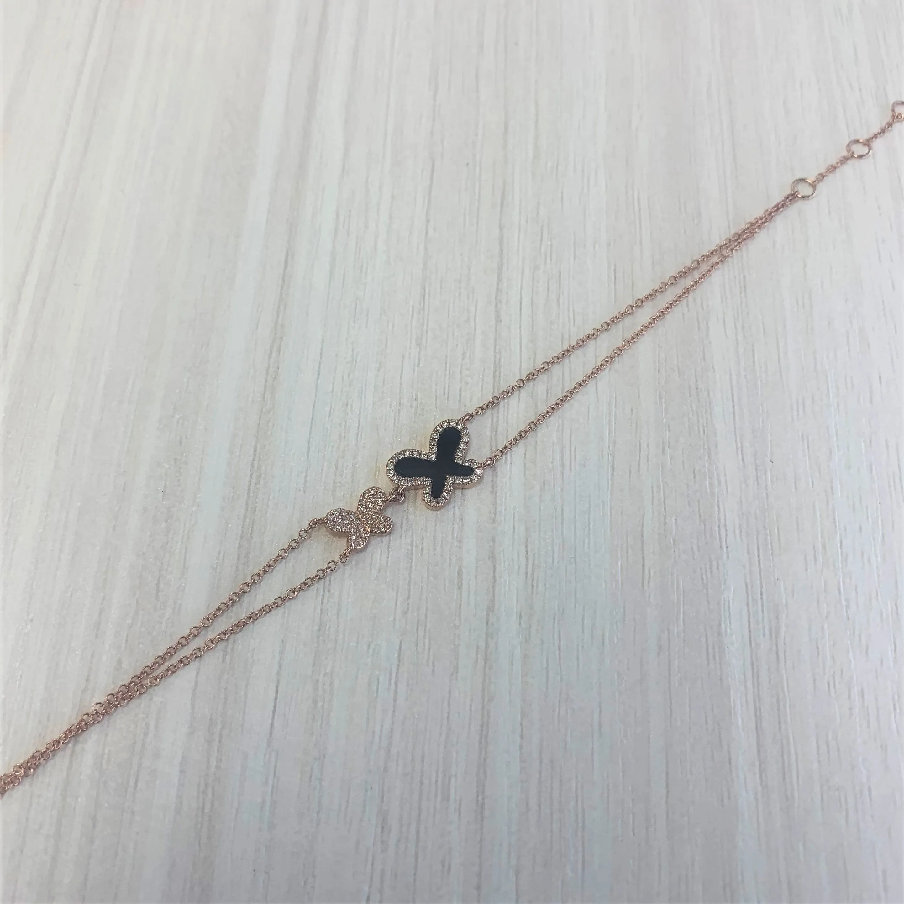 14k Gold & Diamond Butterfly Bracelet - 0.21ct
