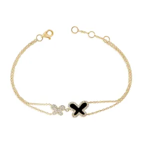 14k Gold & Diamond Butterfly Bracelet - 0.21ct