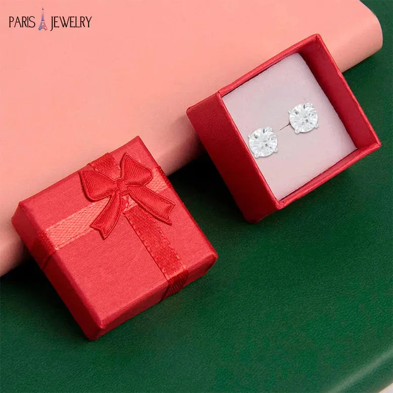 14k White Gold 1/4 Carat Created White Diamond Round Stud Earrings (SI1) 4 Prong Setting by Paris Jewelry