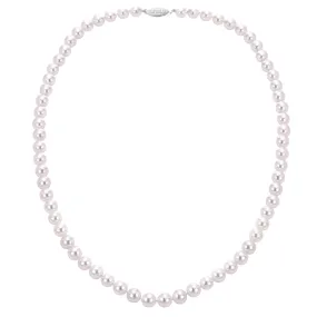 14K White Gold "A-" Quality Akoya Pearl Strand Necklace