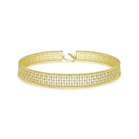 14K Yellow Gold Diamond Thick Choker Necklace