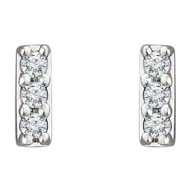 14KT GOLD 1/20 CTW DIAMOND BAR EARRINGS