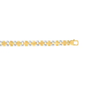 14kt Gold 8.25 inches Yellow White Finish 7mm Shiny Panther Fancy Bracelet with Lobster Clasp