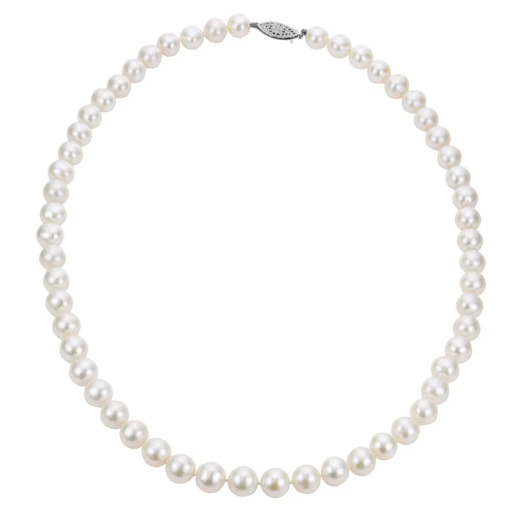 18 inch Pearl Necklace with 14K White Clasp