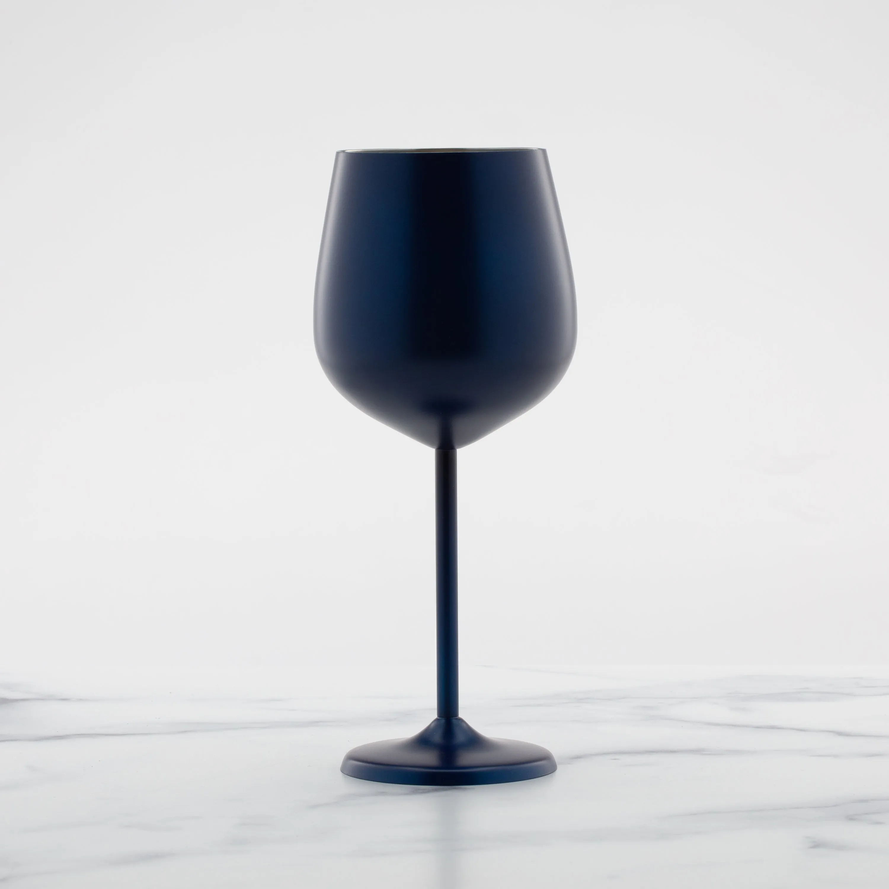 18 Oz Navy Stainless Wine Glasses, Set of 4