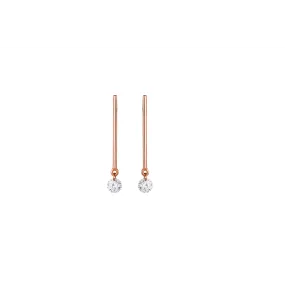 18K Rose Gold Dangle Drill Through Diamond Earrings