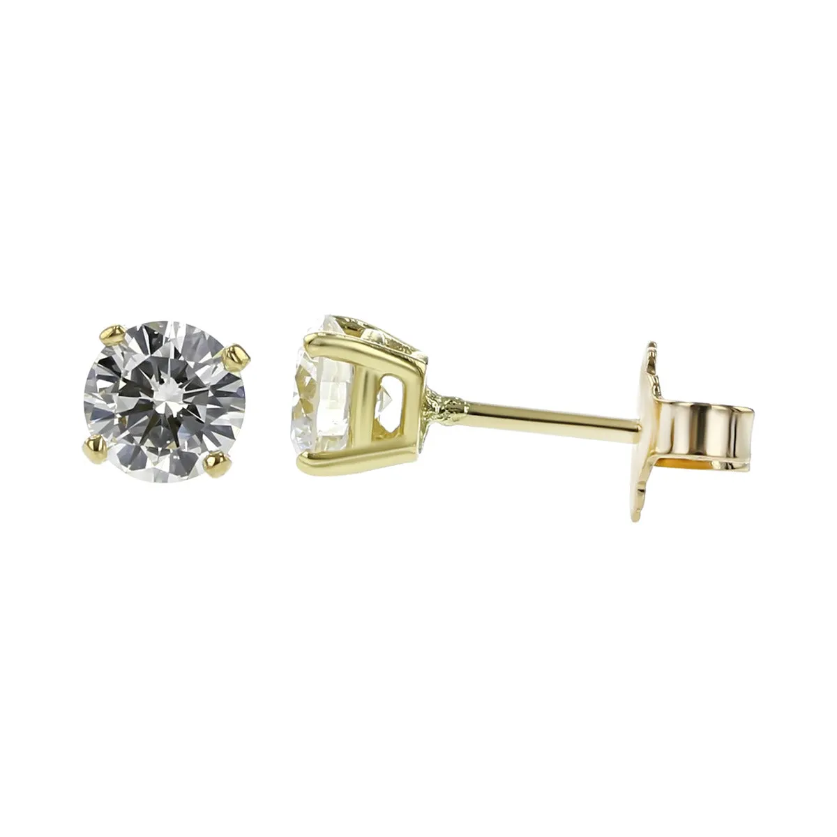 18K Yellow Gold Diamond Stud Earrings