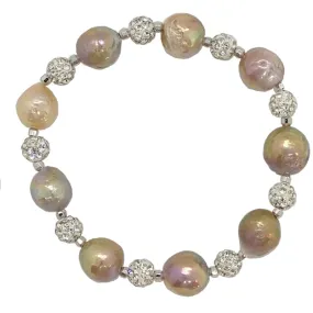 221-02-S | PETITE PEARL & CRYSTAL BRACELET (PINK)