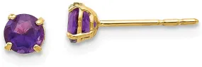 24k Yellow Gold Plated 2 Cttw Amethyst Round Stud Earrings