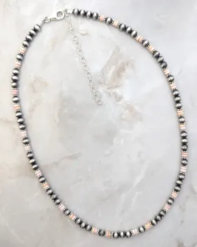 5mm Navajo Pearls & Pink Conch Shell Necklace Sterling Silver