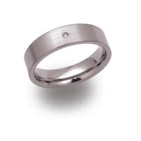 6mm Flat Titanium Ring with Diamond