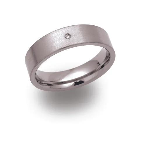 6mm Flat Titanium Ring with Diamond
