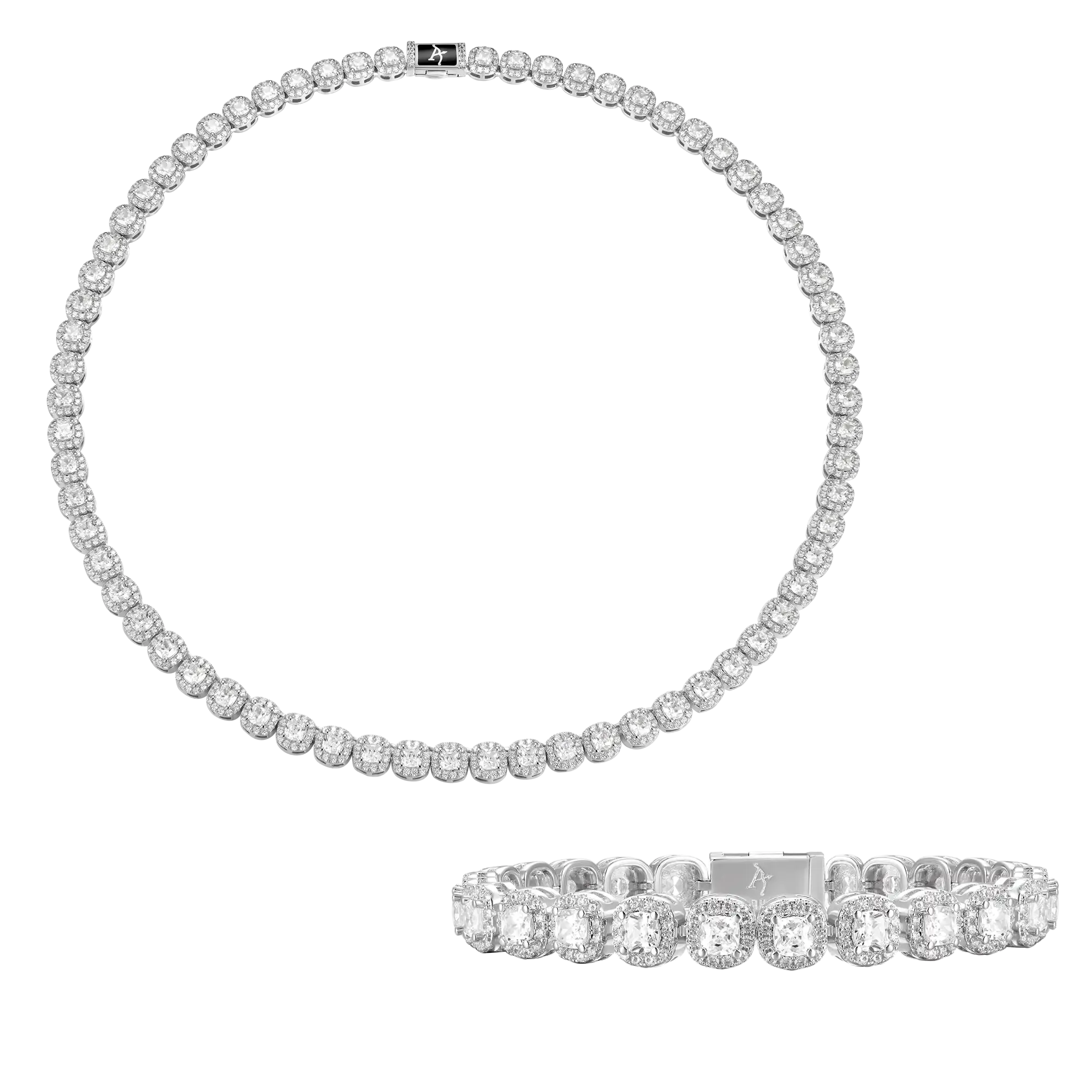 7mm Cushion-Cut Clustered Tennis    Bracelet Gift Set
