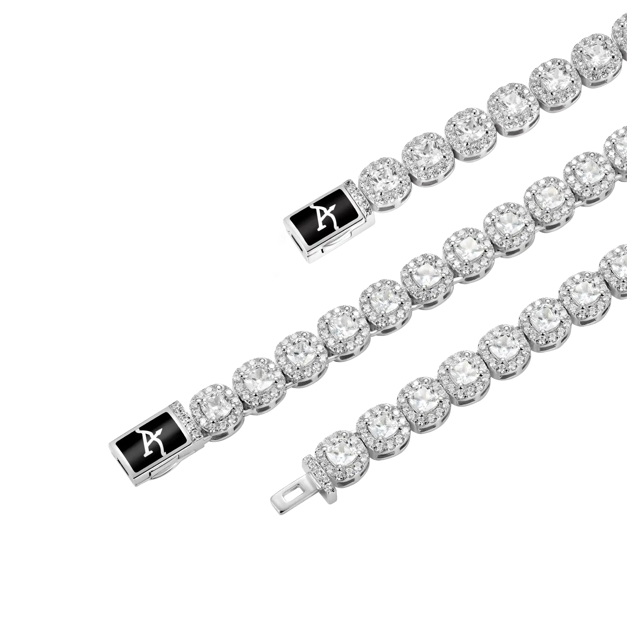 7mm Cushion-Cut Clustered Tennis    Bracelet Gift Set