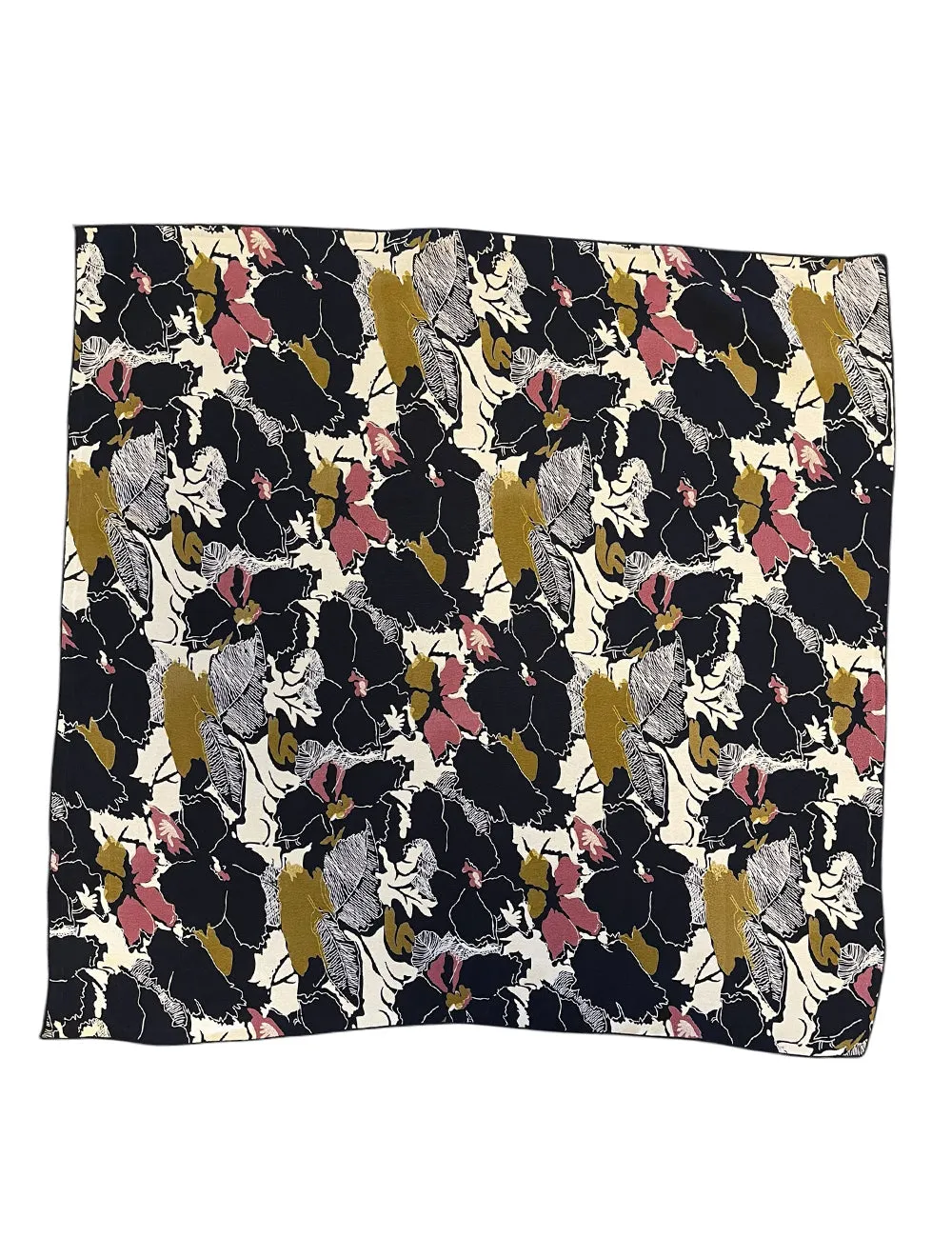 Abstract Floral Print Square Hair & Neck Scarf - 23x23"
