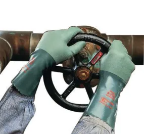 Ansell Size 10 Green Scorpio 12" Interlock Knit Lined 15 mil Neoprene Fully Coated Heavy Duty Chemical Resistant Gloves With Rough Finish And Gauntlet Cuff