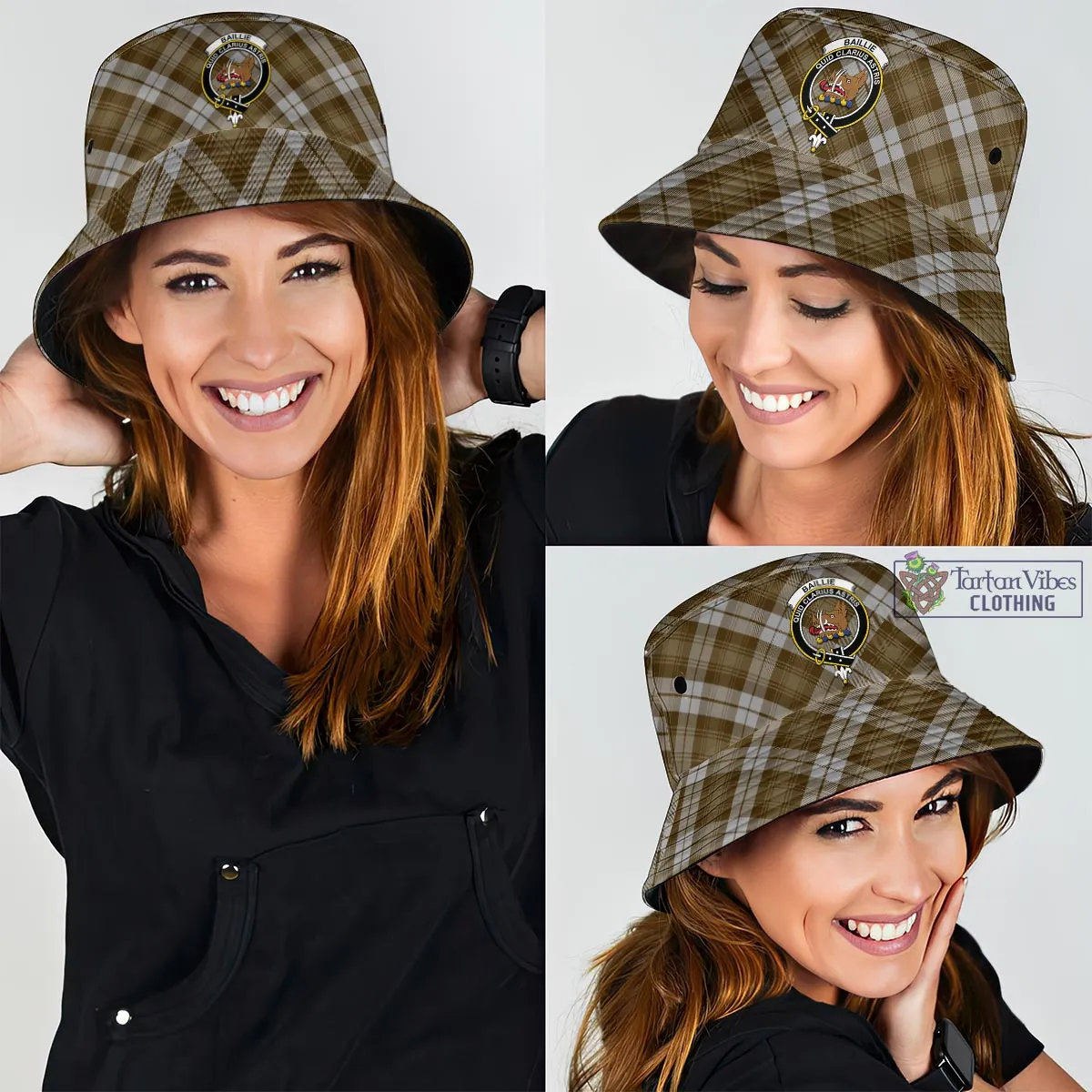 Baillie Dress Tartan Bucket Hat with Family Crest