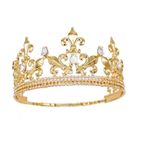 Baroque Vintage Royal King Crowns For Men Full Round Party Costume Hair Accessories