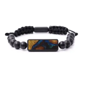 Bead Wood Resin Bracelet - Tanya (Teal & Gold, 590749)