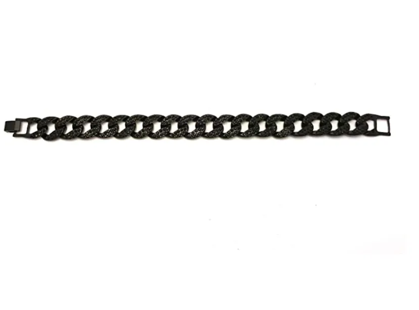 Black Cuban Link Bracelet Diamond Miami Cuban Link Chain Bracelet Bracelet Hip Hop Iced Out Bling