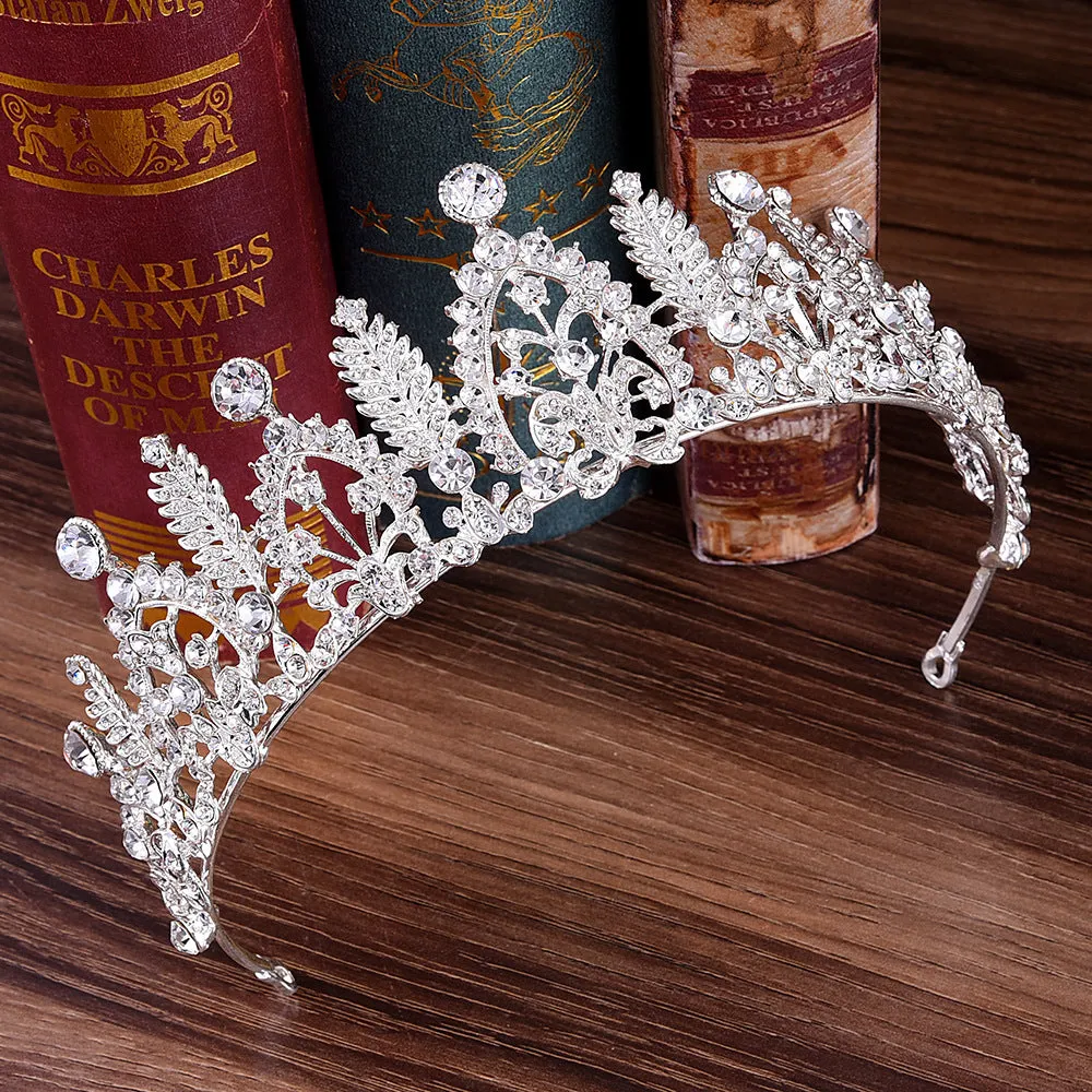 Bridal alloy inlaid rhinestone leaf crown Korean exquisite rhinestone wedding birthday accessories hair