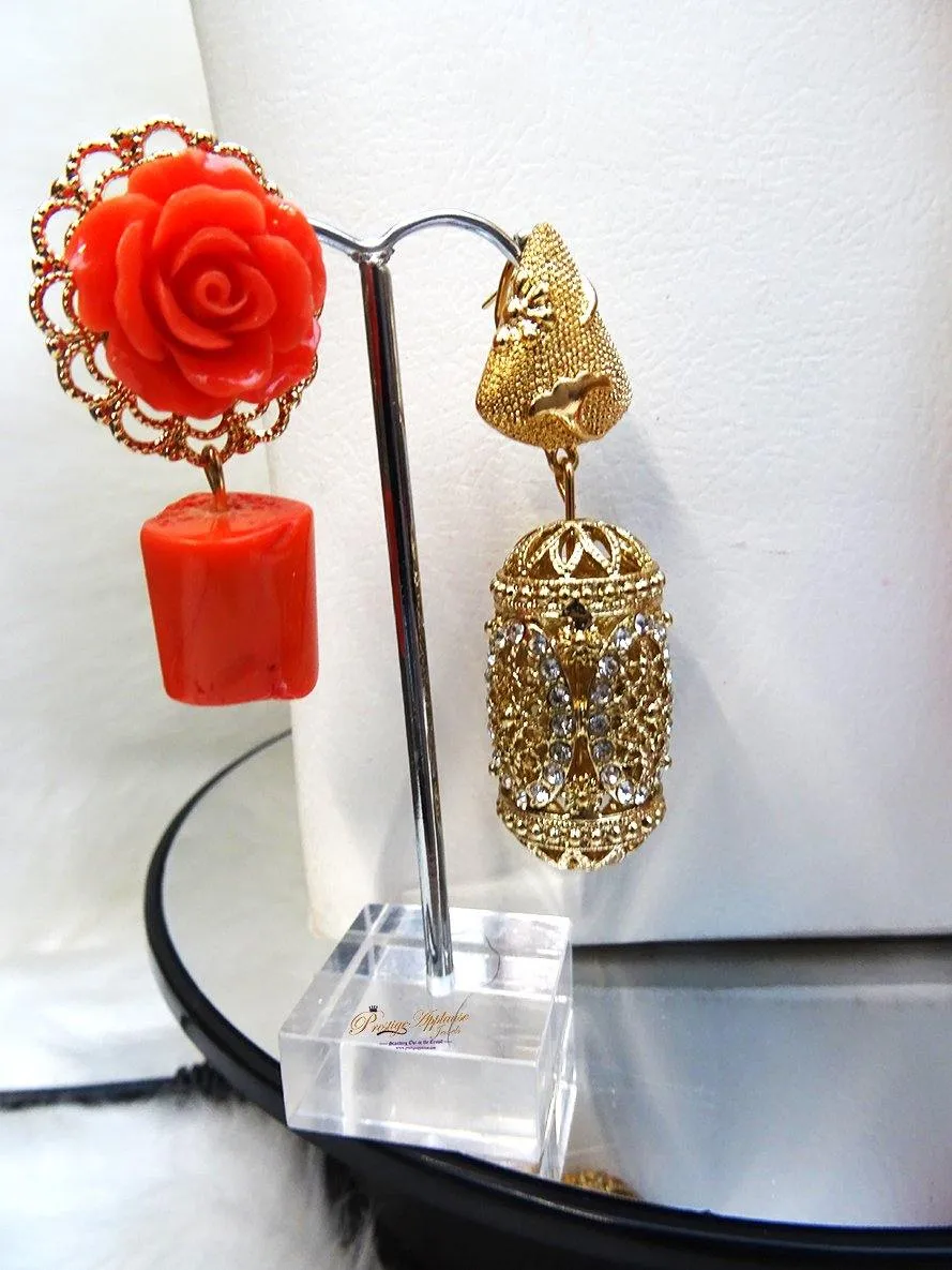 Celebrant Beautiful Real Traditional Bridal Wedding Flowery Traditional Coral Necklace Jewellery Set