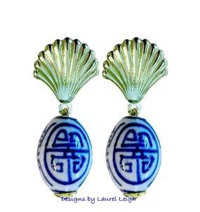 Chinoiserie Gold Coastal Seashell Earrings