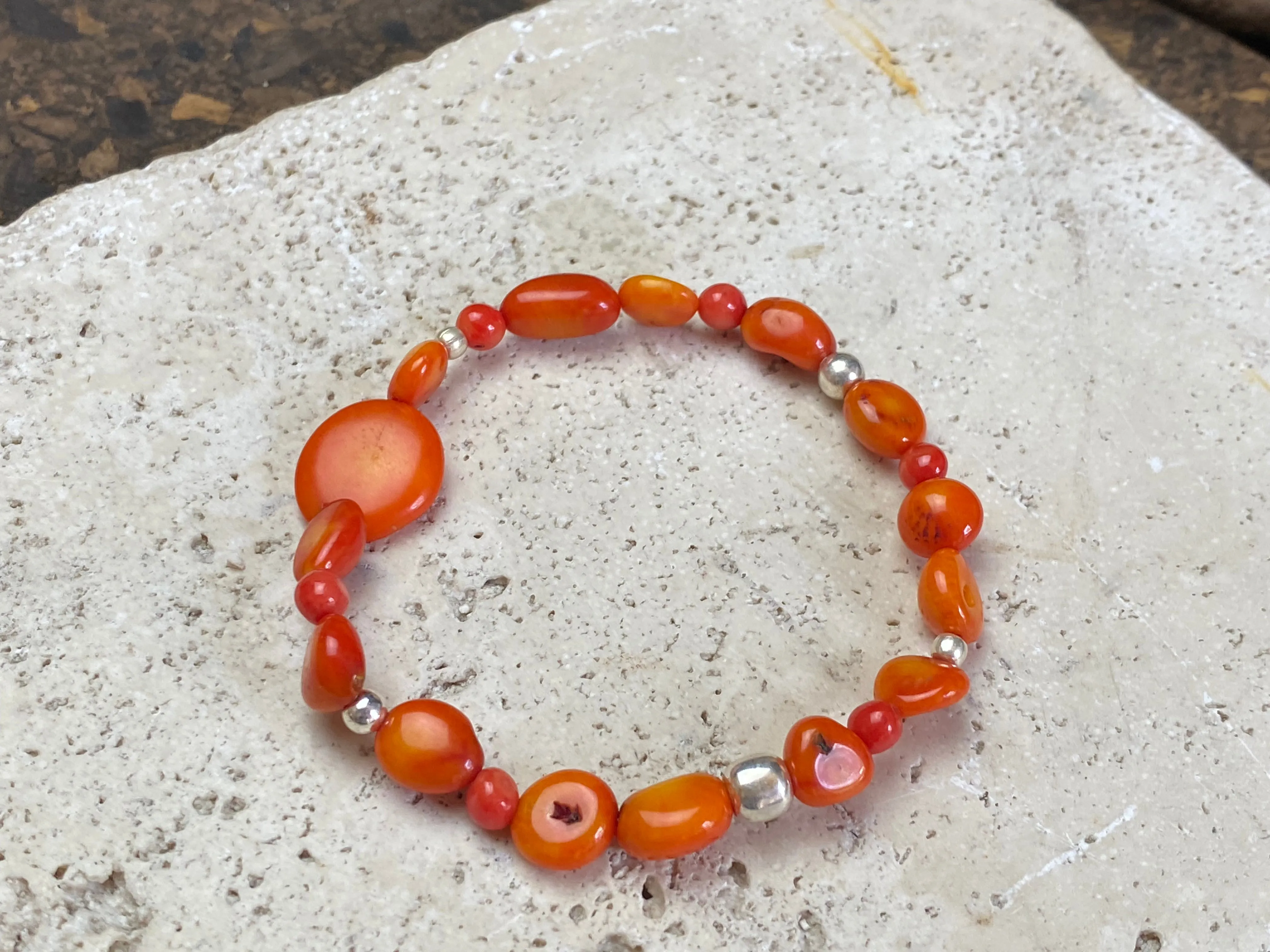 Coral Silver Bracelet