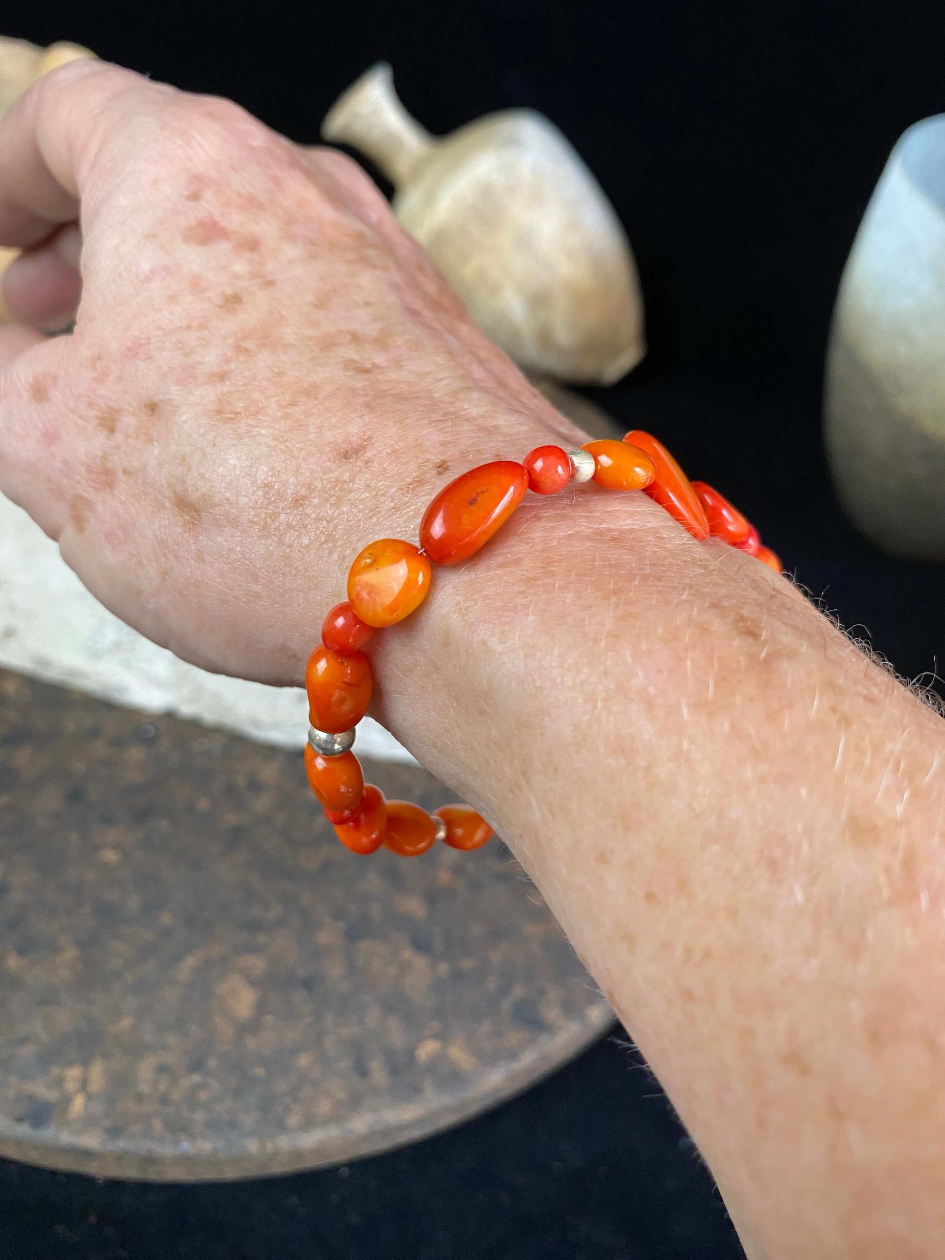 Coral Silver Bracelet