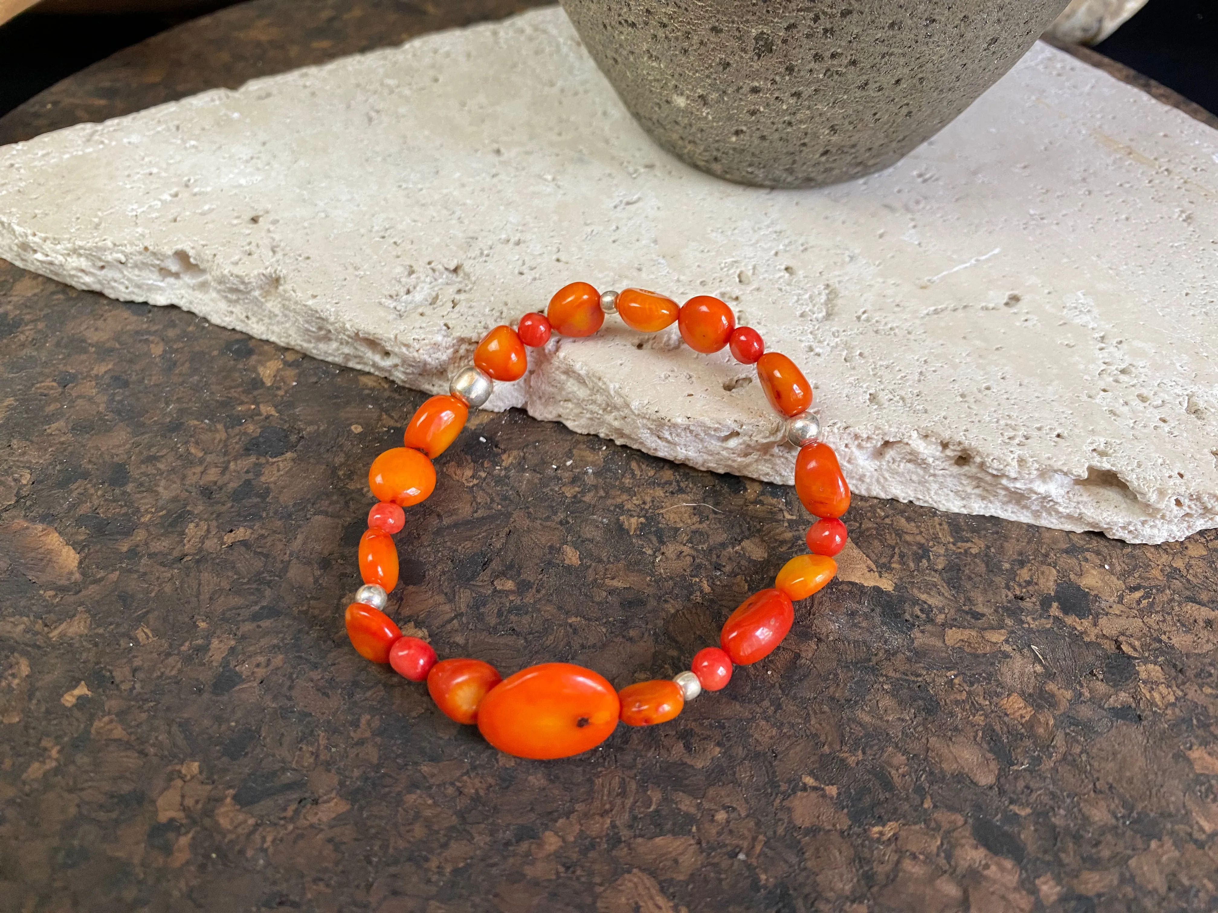 Coral Silver Bracelet