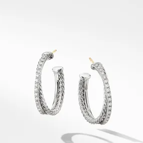Crossover Medium Hoop Earrings with Diamonds