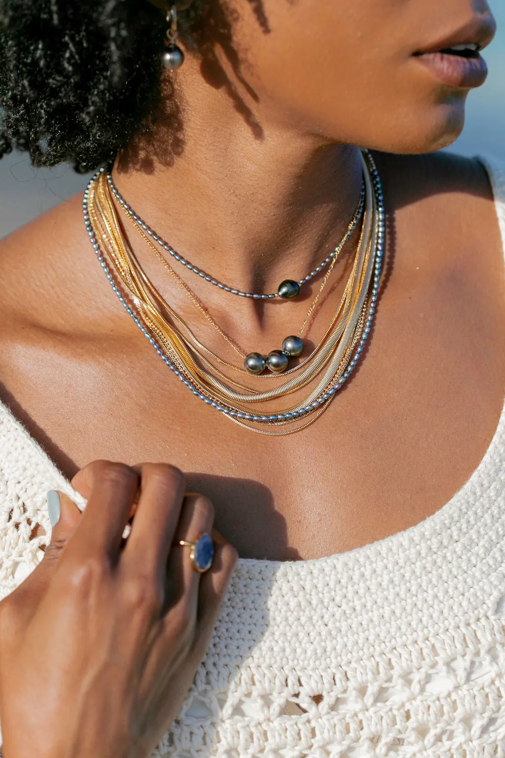 Dainty Black Pearl Neckace - Maile