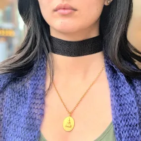Dark Brown Faux Croc Leather Choker