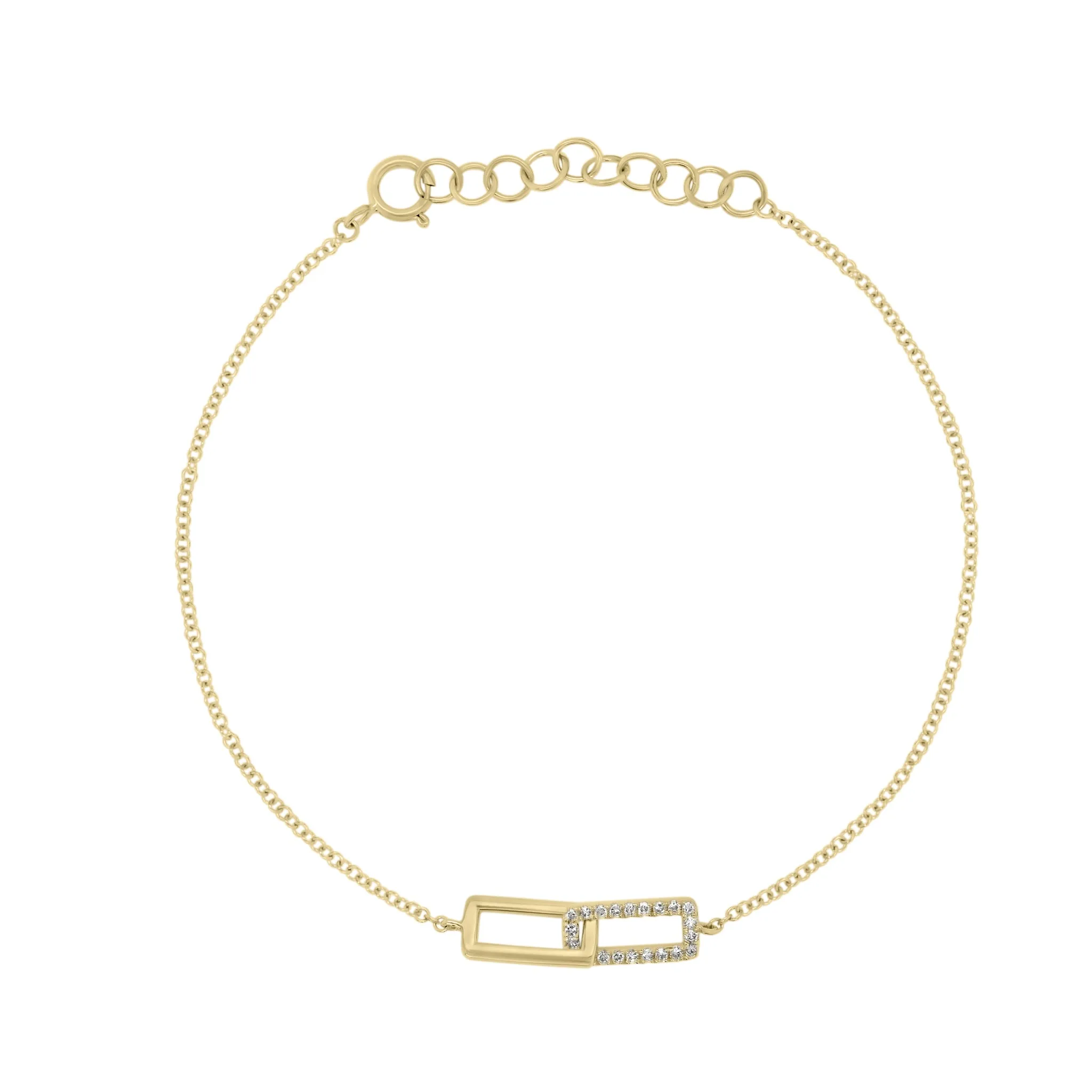 Diamond Rectangular Link Bracelet