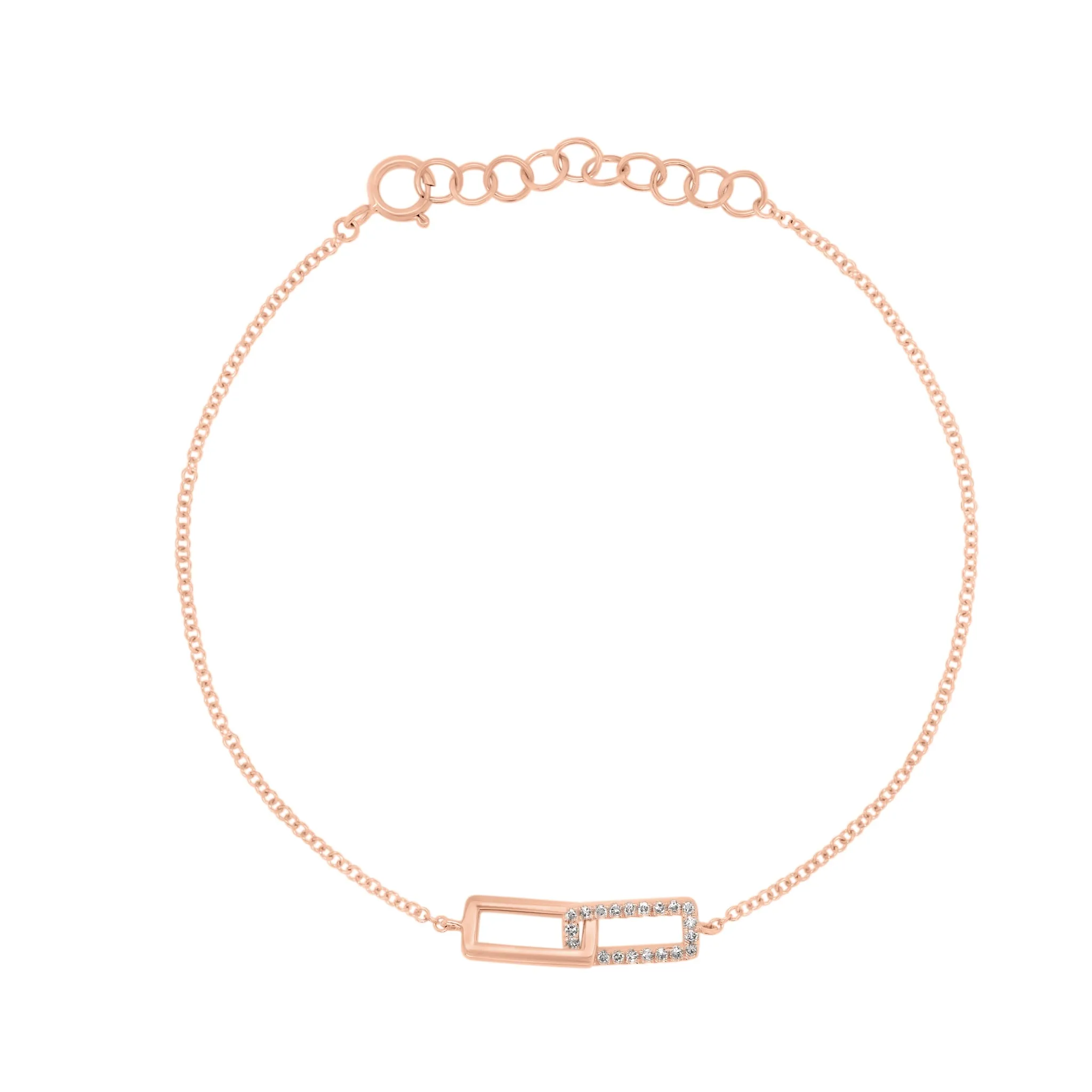 Diamond Rectangular Link Bracelet