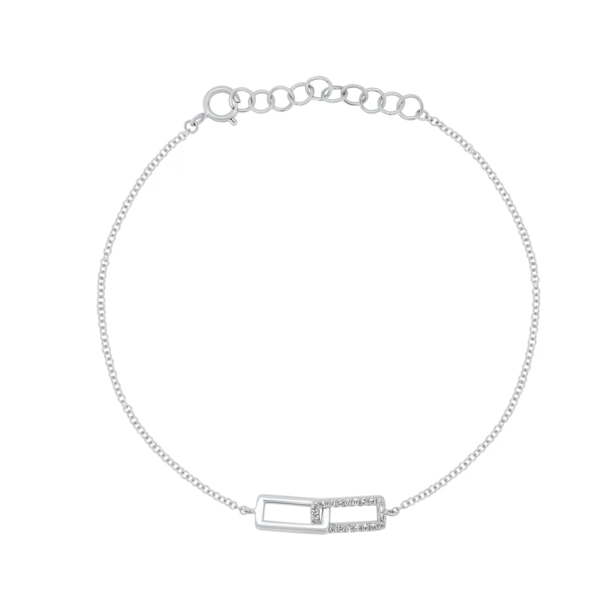 Diamond Rectangular Link Bracelet