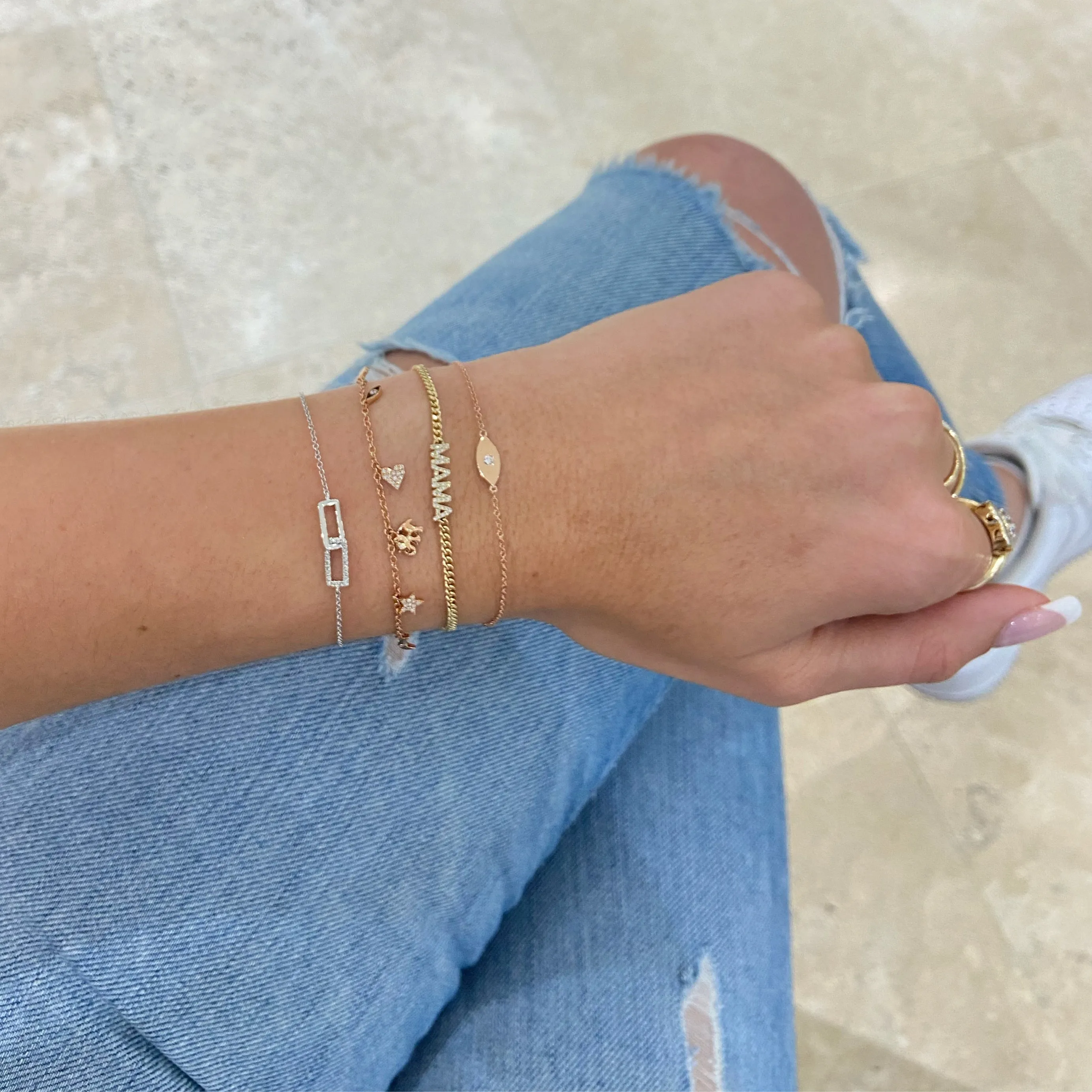 Diamond Rectangular Link Bracelet