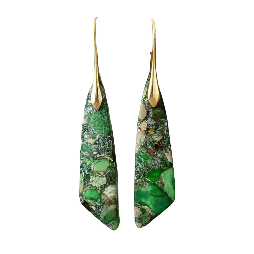 Drop Earrings Green Imperial Jasper Gemstone Earrings