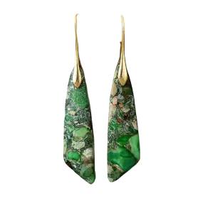 Drop Earrings Green Imperial Jasper Gemstone Earrings