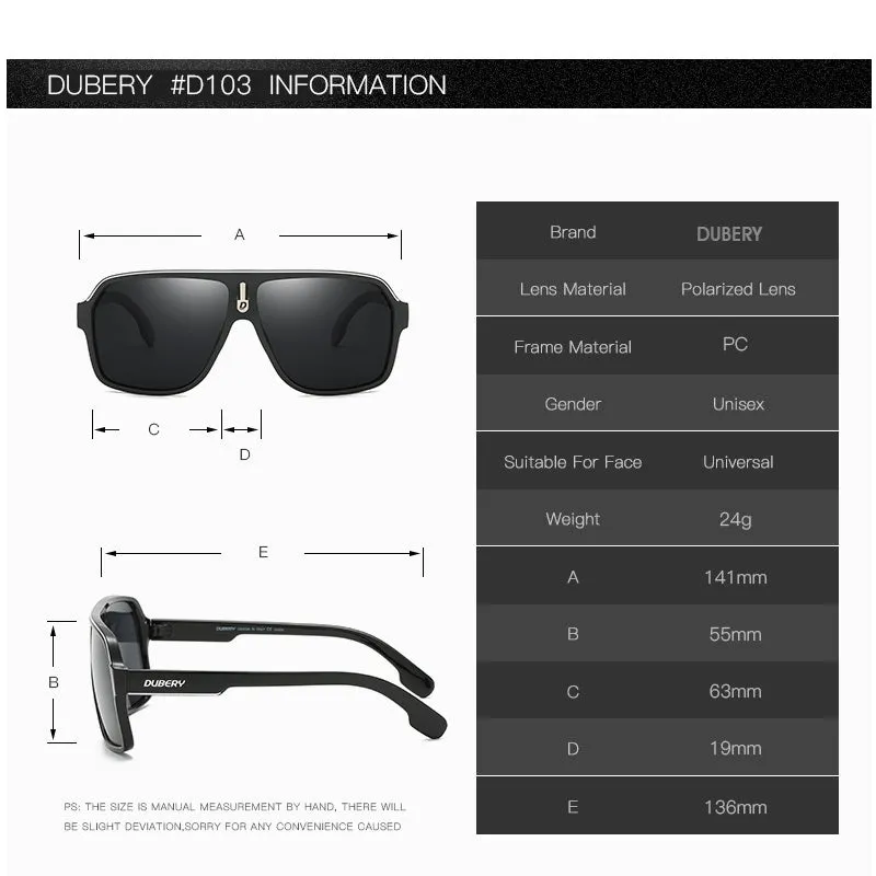 DUBERY Goggle Style Polarized UV400 Sunglasses
