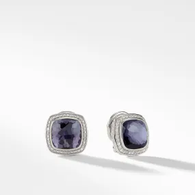 Earrings with Black Orchid and Diamonds