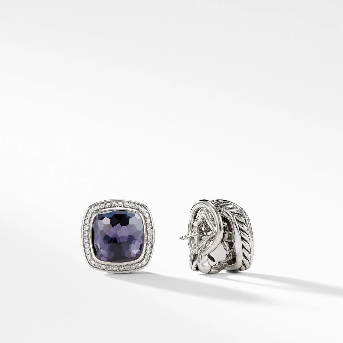 Earrings with Black Orchid and Diamonds