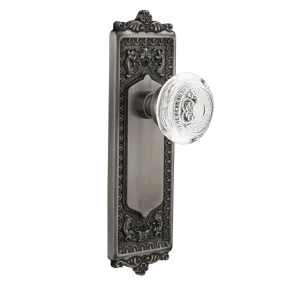 Egg & Dart Long Plate with Crystal Egg & Dart Knob in Antique Pewter