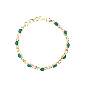 Eliana Green Onyx Bracelet, Gold Vermeil