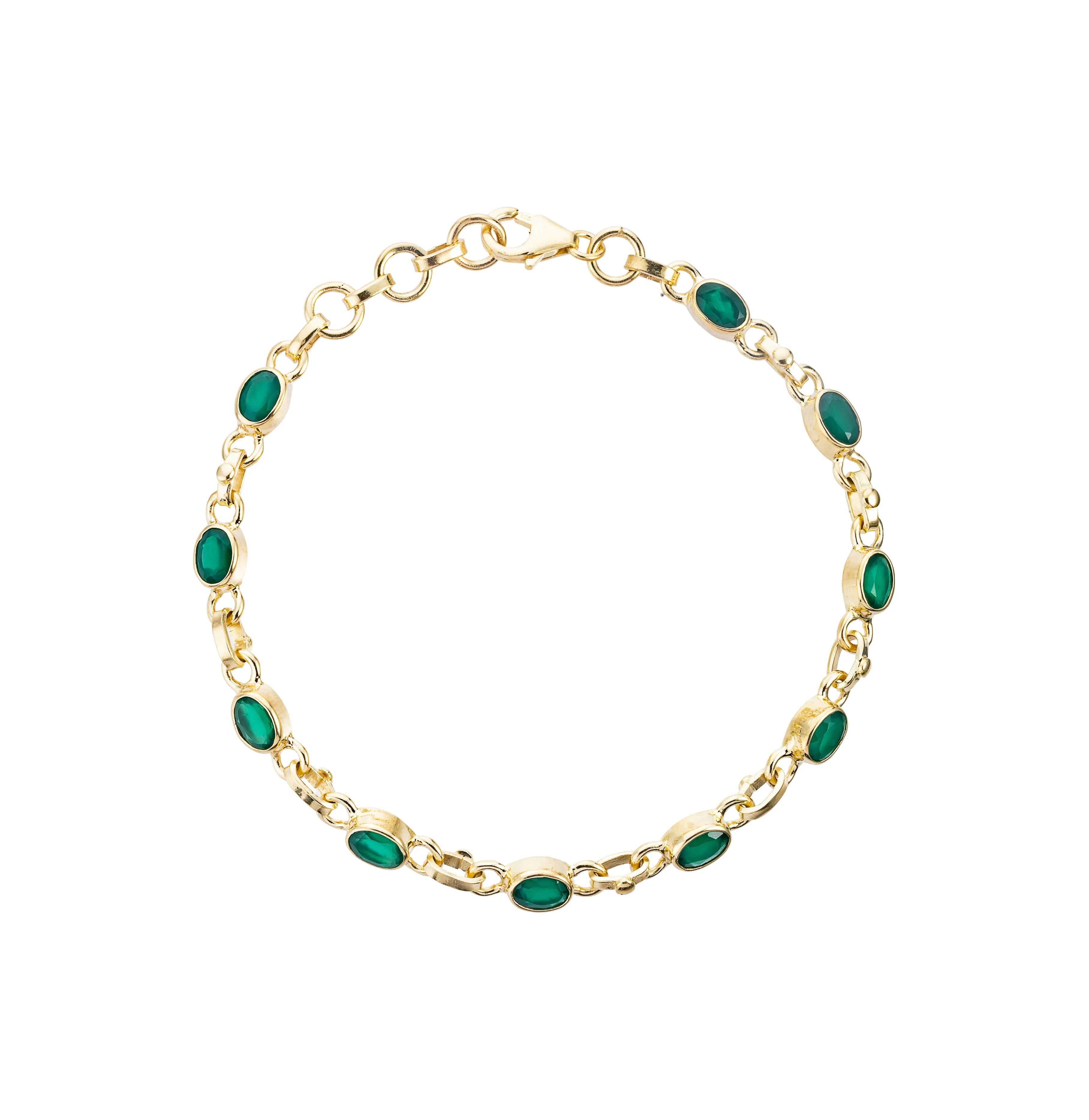 Eliana Green Onyx Bracelet, Gold Vermeil