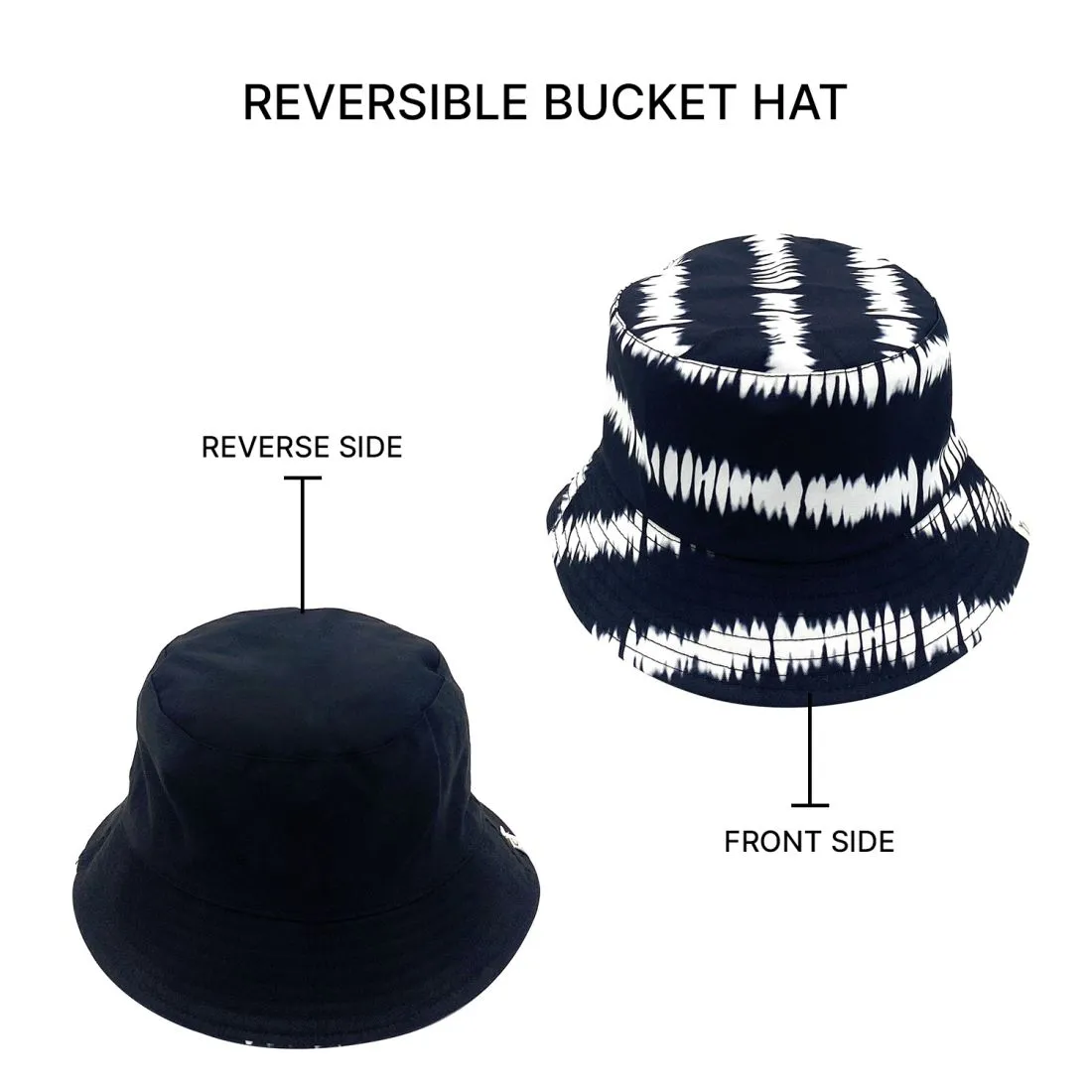 Empire Cove Tie Dye Stripes Bucket Hat Reversible Fisherman Cap Women Men Summer