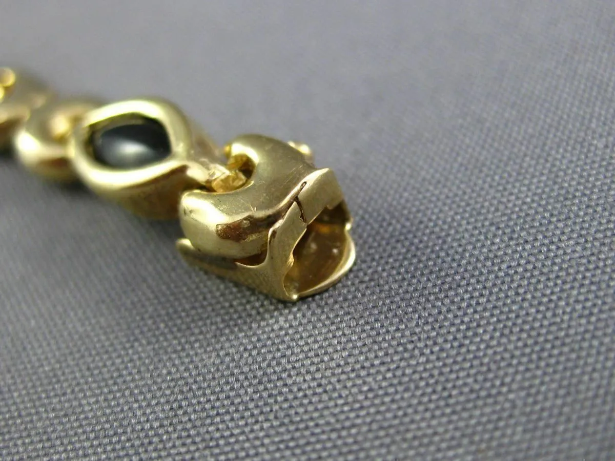 ESTATE 14KT YELLOW GOLD 3D BLACK ONYX MARQUISE HANDCRAFTED LINK LOVE BRACELET