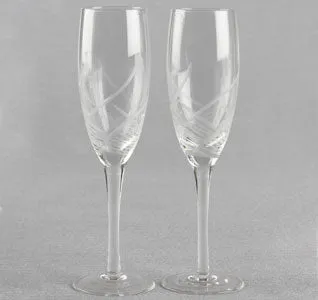 Etched Design Wedding Toasting Flutes